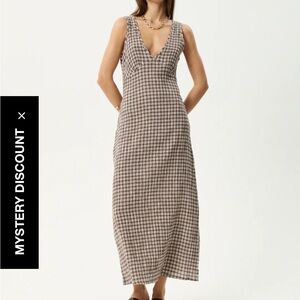 Afends Checkered Maxi Dress in Brown and White
